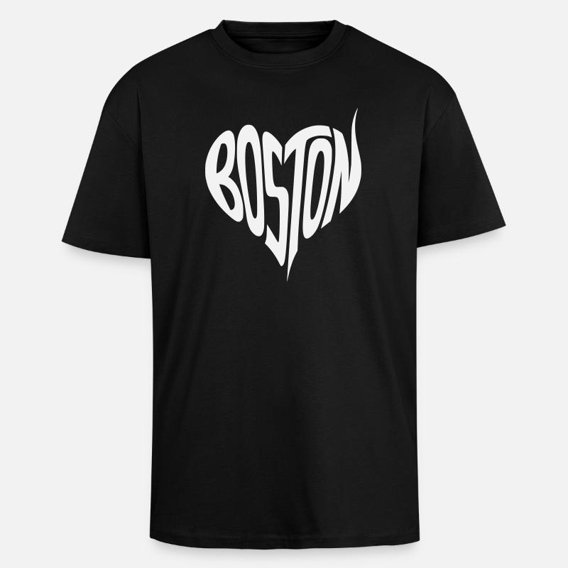 Boston Herz Typografie - Oversized Heavyweight Unisex T-Shirt - Schwarz