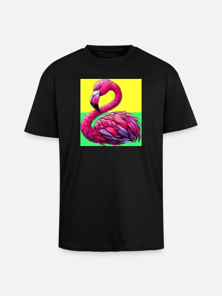 Flamant - T-shirt unisexe oversize épais - noir
