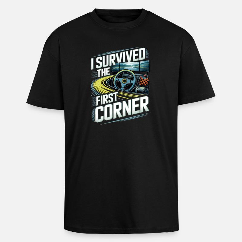 I survived the first turn - Unisex Oversized Heavyweight T-shirt - black