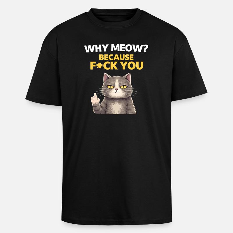 Miau-asenne: Rohkea Kissa -lainaus - Paksu unisex oversize t-paita - musta