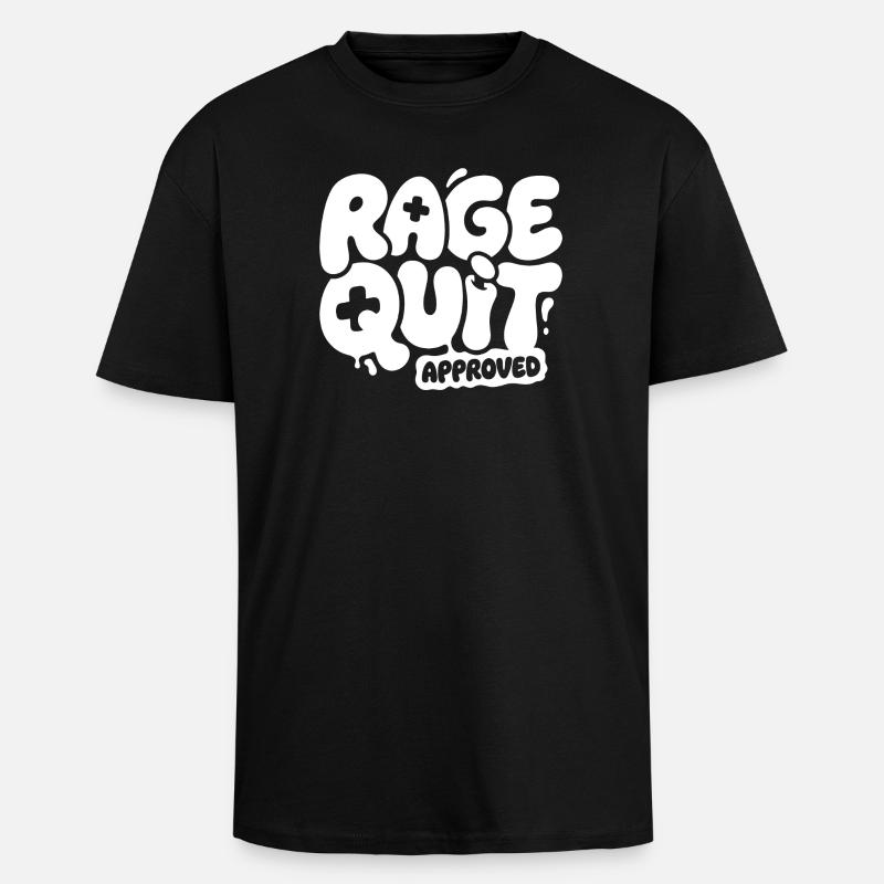 Rage Quit Approved Gaming Design - Unisex Oversized Heavyweight T-shirt - black