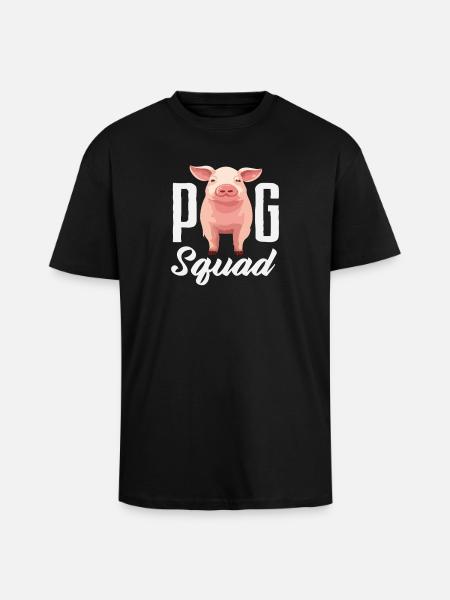 Pigs Squad Team Crew Group Farm - Unisex Oversized Heavyweight T-shirt - black