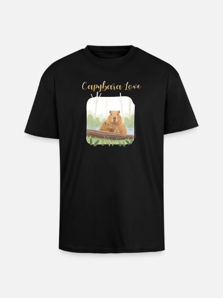T-Shirt-Design „Capybara Love“ - Oversized Heavyweight Unisex T-Shirt - Schwarz