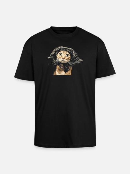 Katzenmantel-Geist im Schatten - Oversized Heavyweight Unisex T-Shirt - Schwarz