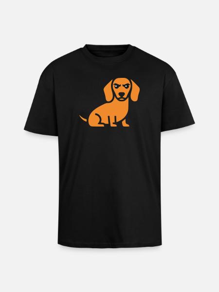 Dackel Hund Flat Design - Oversized Heavyweight Unisex T-Shirt - Schwarz