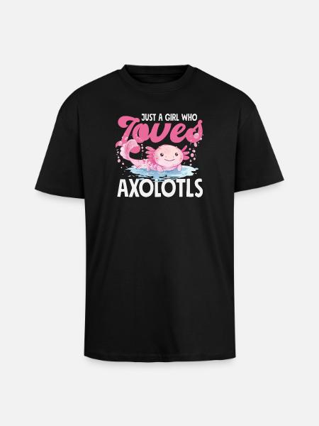 Cute Axolotl Kawaii Axolotl Lover - Unisex Oversized Heavyweight T-shirt - black