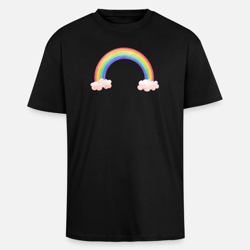 Regenbogenbogen mit Wolken - Oversized Heavyweight Unisex T-Shirt - Schwarz