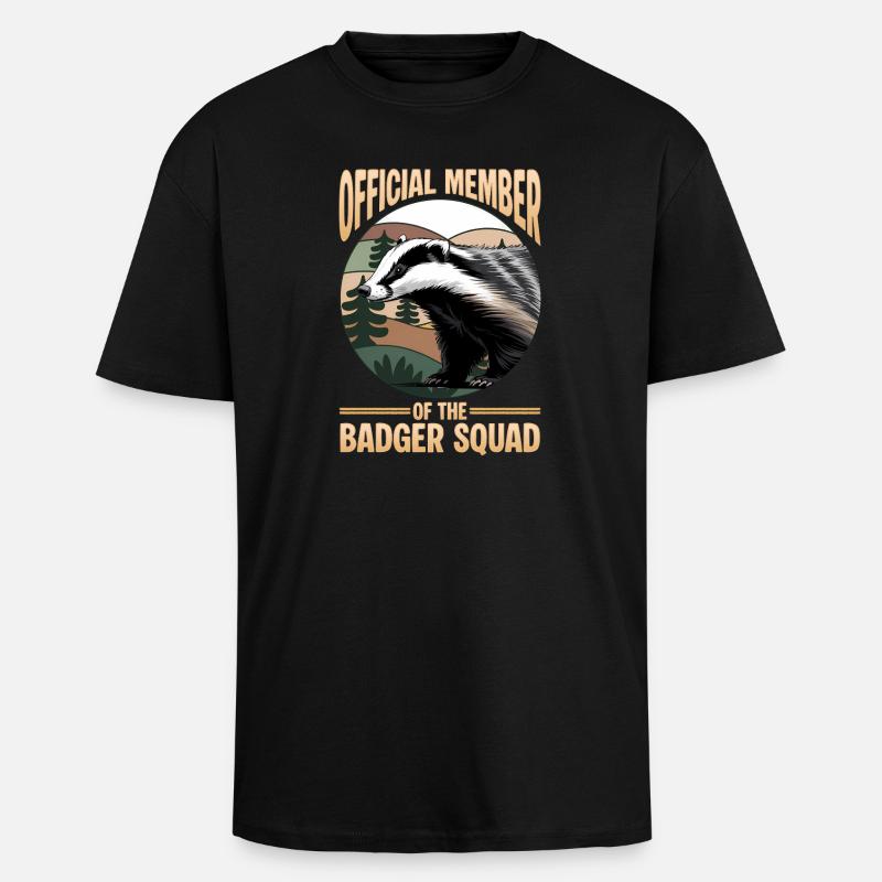 Funny Animal Badger - Oversized Heavyweight Unisex T-Shirt - Schwarz