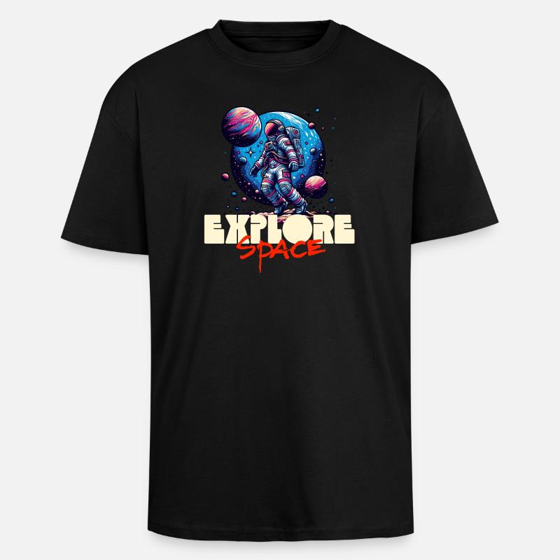 Explore Space Astronaut - Unisex Oversized Heavyweight T-shirt - black