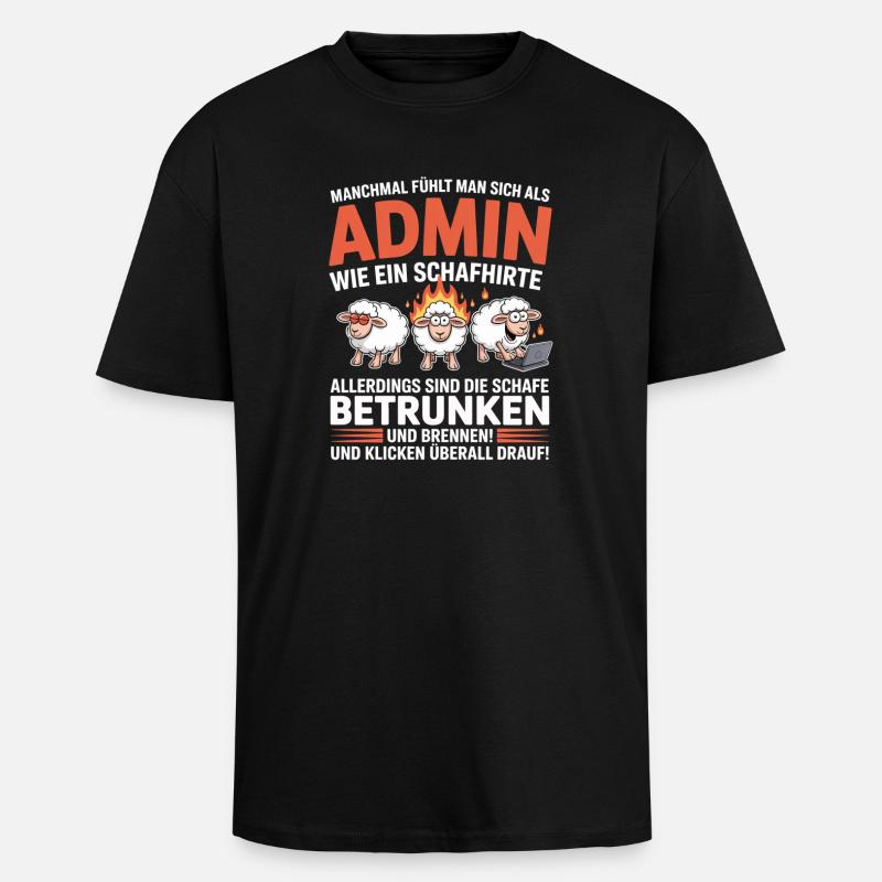 Admin Schafhirte Chaos Cartoon - Oversized Heavyweight Unisex T-Shirt - Schwarz