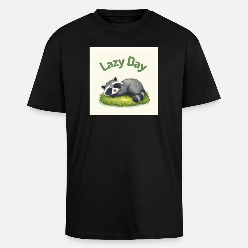 Waschbär in Ruhe - Oversized Heavyweight Unisex T-Shirt - Schwarz