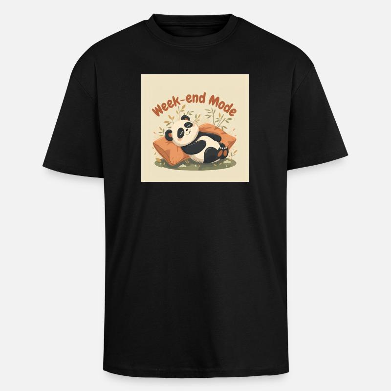Panda Weekend Entspannter Modus - Oversized Heavyweight Unisex T-Shirt - Schwarz