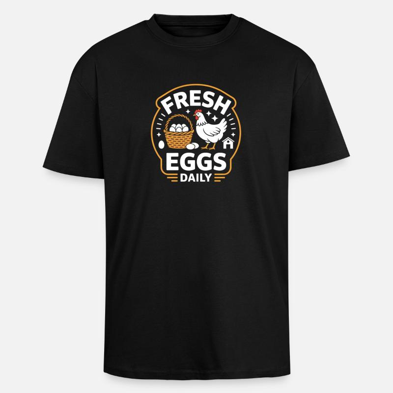 Fresh Eggs Daily Hühnerhalter Huhn - Oversized Heavyweight Unisex T-Shirt - Schwarz