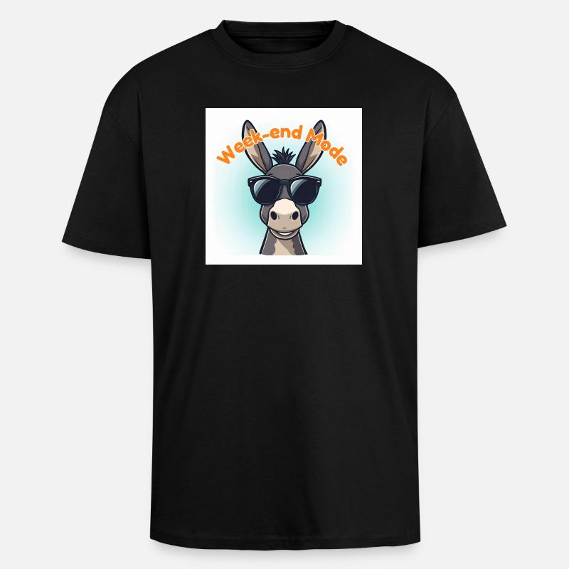 Âne Week-end Mode - T-shirt unisexe oversize épais - noir