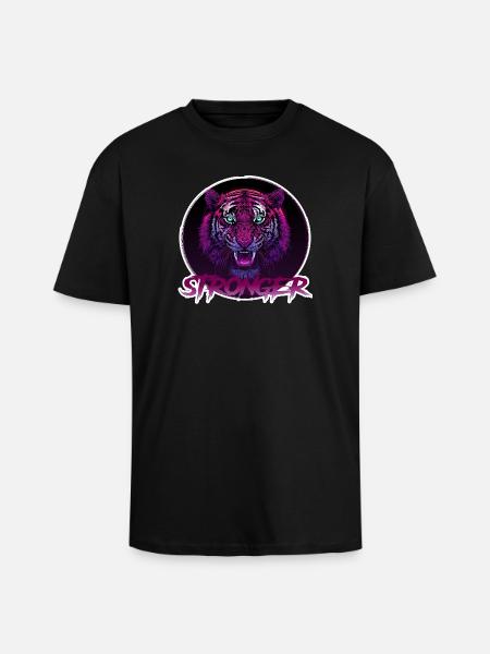 Wild Neon Tiger - Stronger - Unisex Oversized Heavyweight T-shirt - black