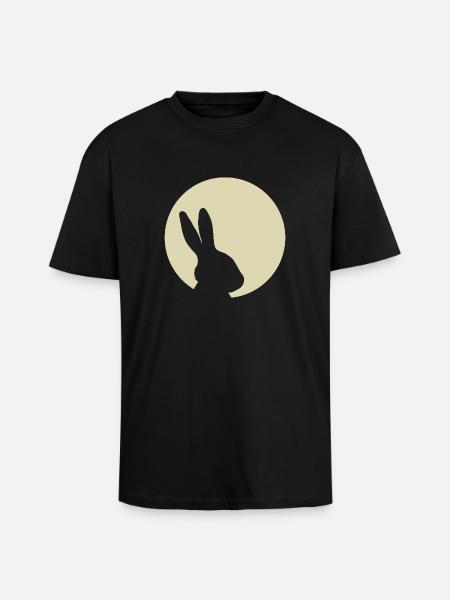 Bunny Moon Rabbit Bunny Easter - Unisex Oversized Heavyweight T-shirt - black