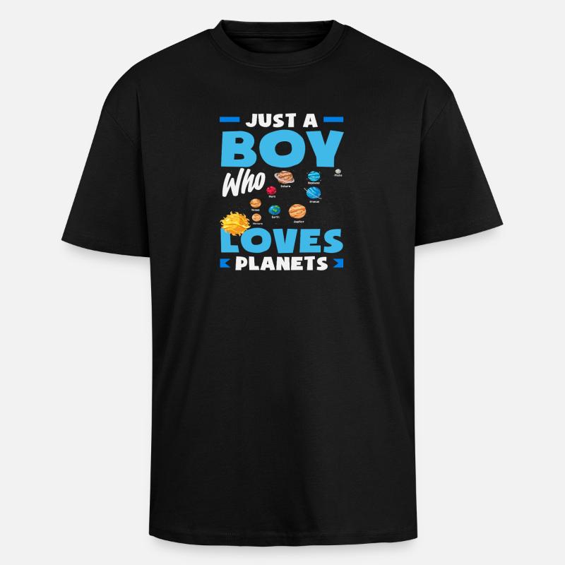 Un seul garçon qui aime les planètes L’espace - T-shirt unisexe oversize épais - noir
