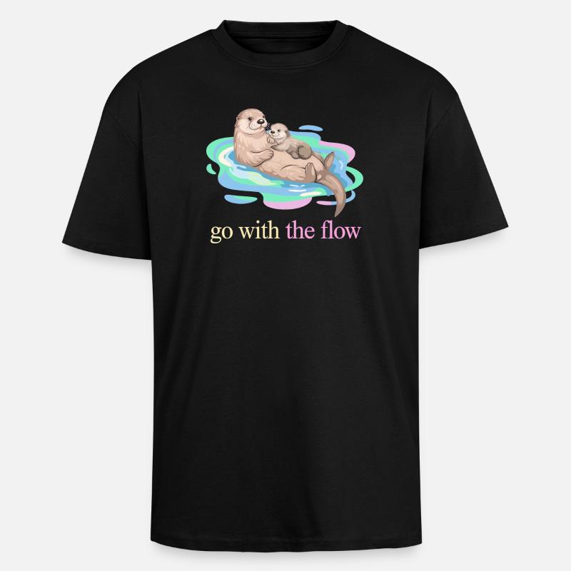 Optez pour le Flow Otter Duo - T-shirt unisexe oversize épais - noir