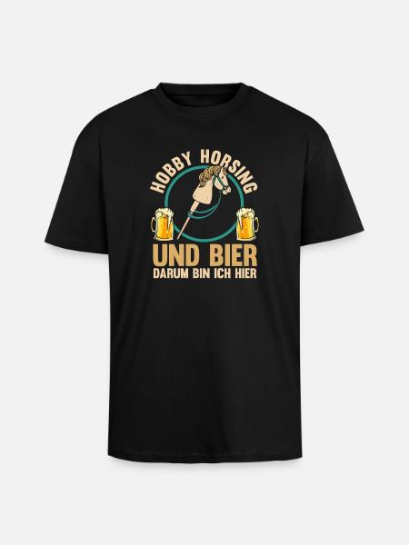 Bier Pferd Hobby Horsing - Oversized Heavyweight Unisex T-Shirt - Schwarz