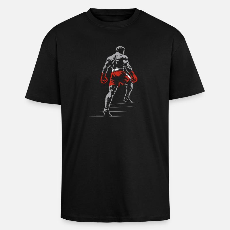 Boxer mit Boxhandschuhen - Oversized Heavyweight Unisex T-Shirt - Schwarz