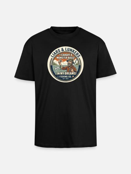 Funny Liars Fishing - Unisex Oversized Heavyweight T-shirt - black