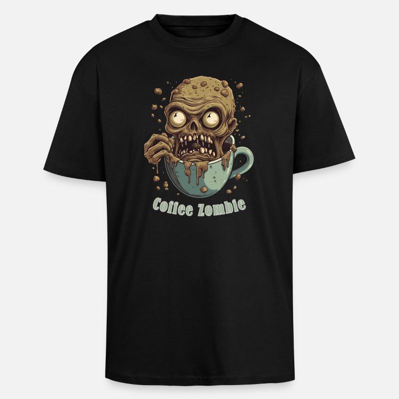 Kaffeemonster - Koffein Zombie - Morgenmuffel - Oversized Heavyweight Unisex T-Shirt - Schwarz