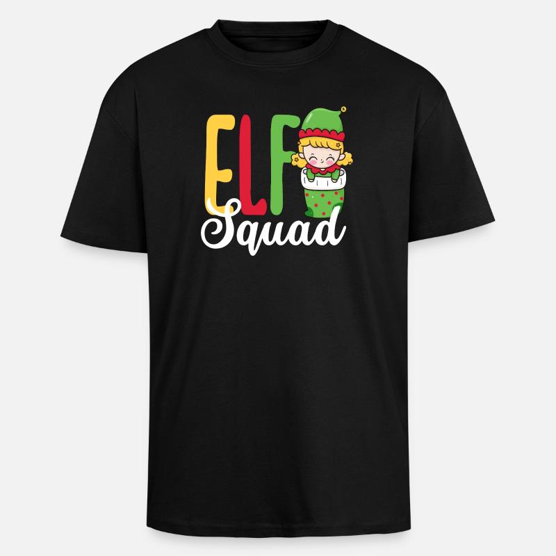 Elf Squad Sød Elverpige Jul - Unisex oversized heavyweight t-shirt - sort