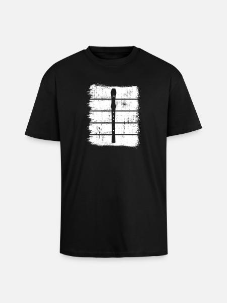 Flute Drawing - Unisex Oversized Heavyweight T-shirt - black