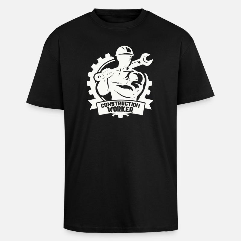 Ouvrier du bâtiment robuste avec engrenages - T-shirt unisexe oversize épais - noir