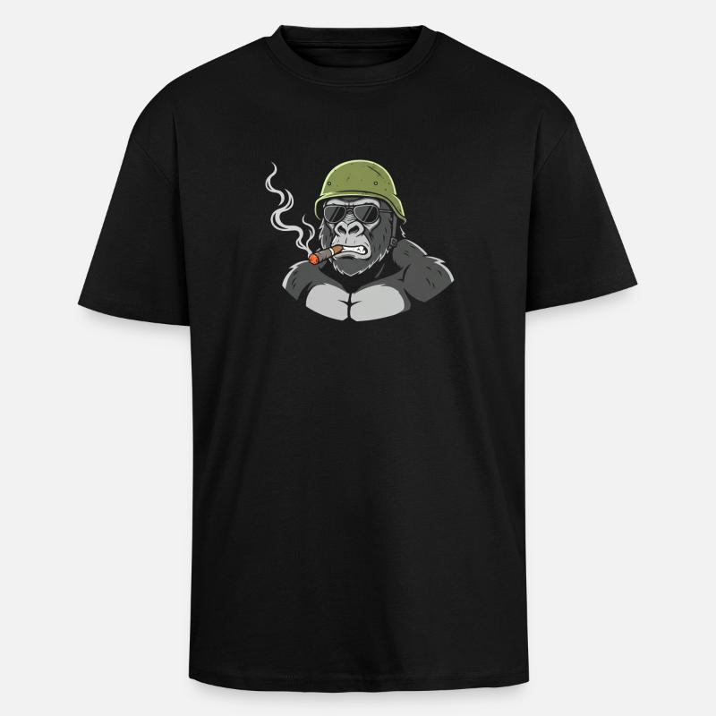 Gorilla Commando avec un cigare - T-shirt unisexe oversize épais - noir