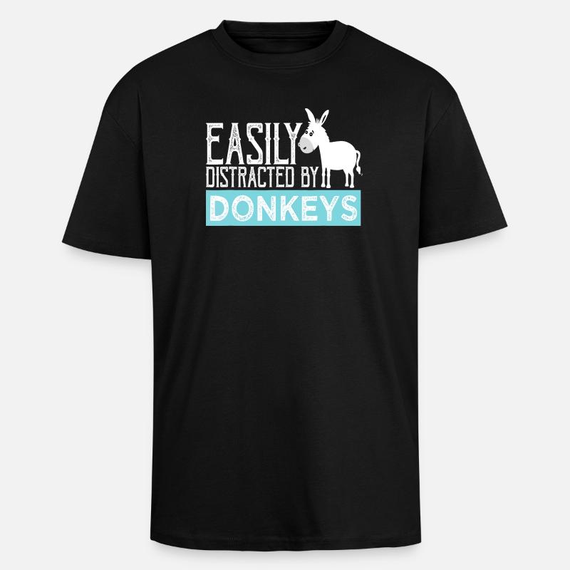 Easily Distracted by Donkeys - Unisex Oversized Heavyweight T-shirt - black