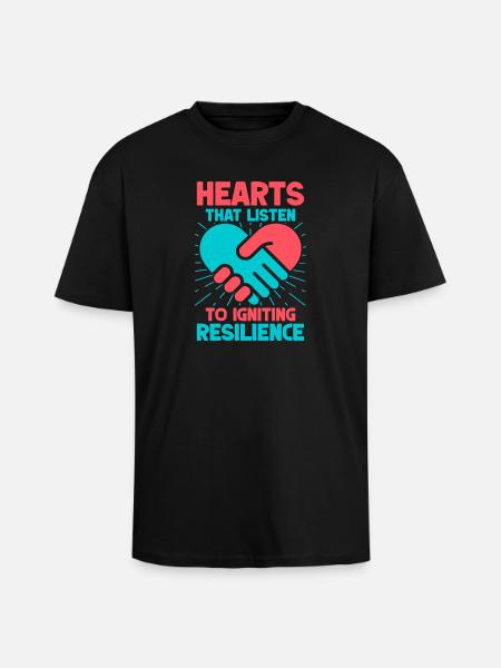 Volontari Apprezzamento Hearts che Ascoltano - T-shirt unisex oversize pesante - nero