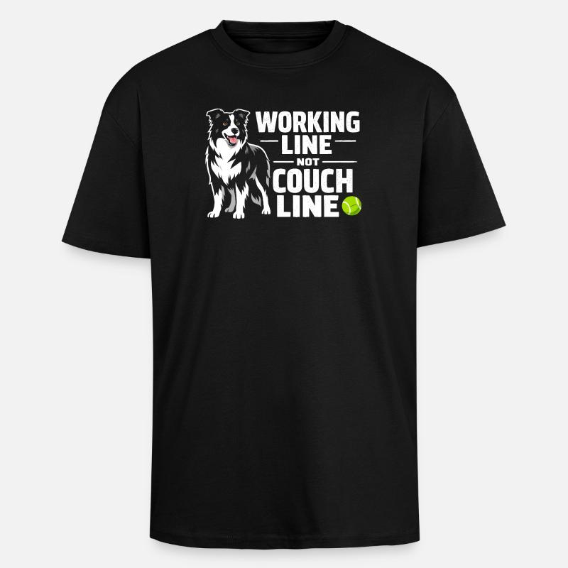 Arbeitslinie statt Sofa | Border Collie - Oversized Heavyweight Unisex T-Shirt - Schwarz
