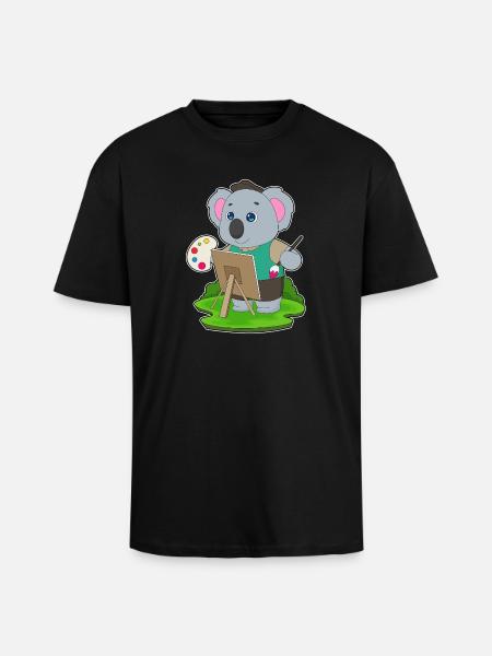 Koala Painter Brush Painting - Unisex Oversized Heavyweight T-shirt - black