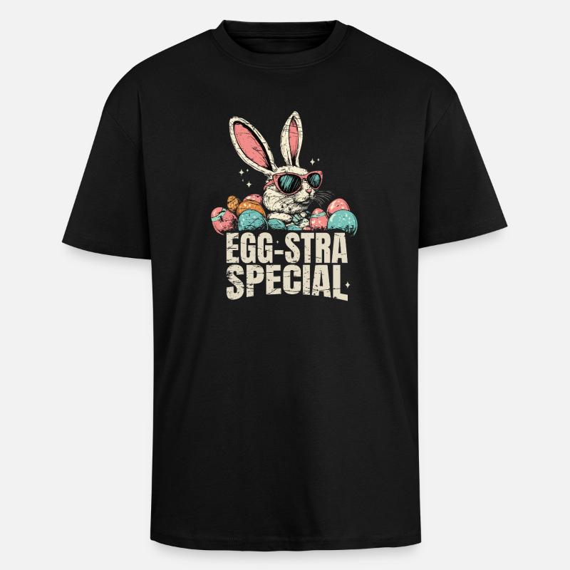 Eggsta Special Retro Hase Ostern  - Oversized Heavyweight Unisex T-Shirt - Schwarz