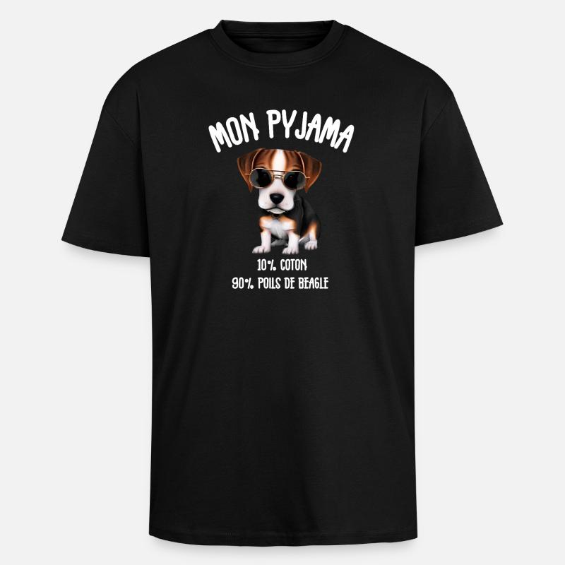 Pyjama Chien Beagle Humour - T-shirt unisexe oversize épais - noir