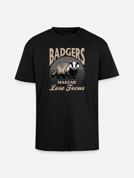 Funny Animal Badger - Unisex Oversized Heavyweight T-shirt - black