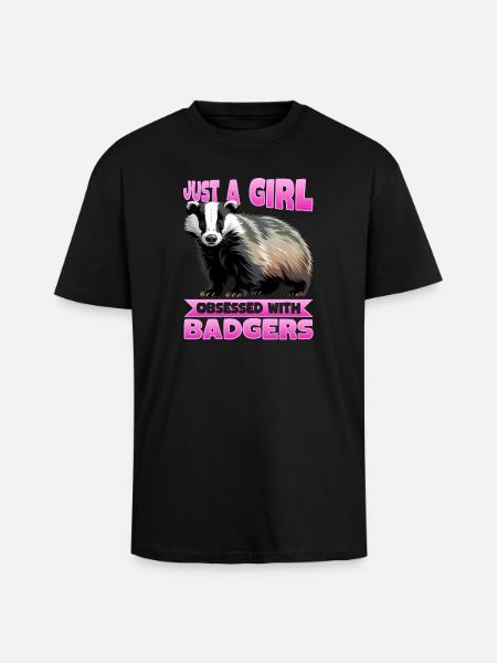 Funny Animal Badger - Unisex Oversized Heavyweight T-shirt - black
