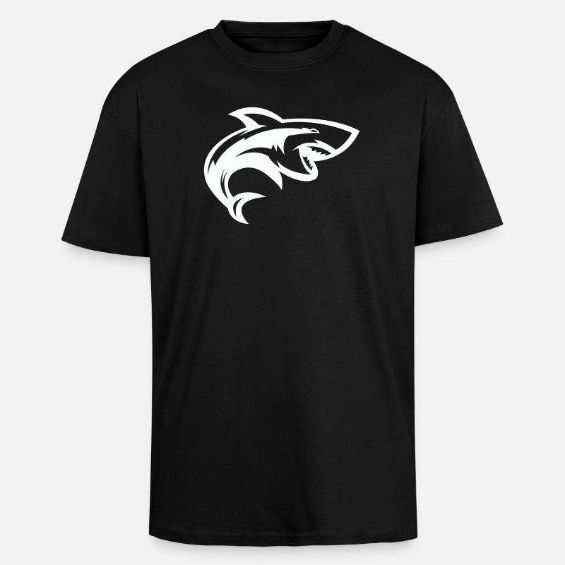 Tête de requin stylisée - T-shirt unisexe oversize épais - noir