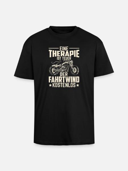 Fahrtwind statt Therapie - Oversized Heavyweight Unisex T-Shirt - Schwarz