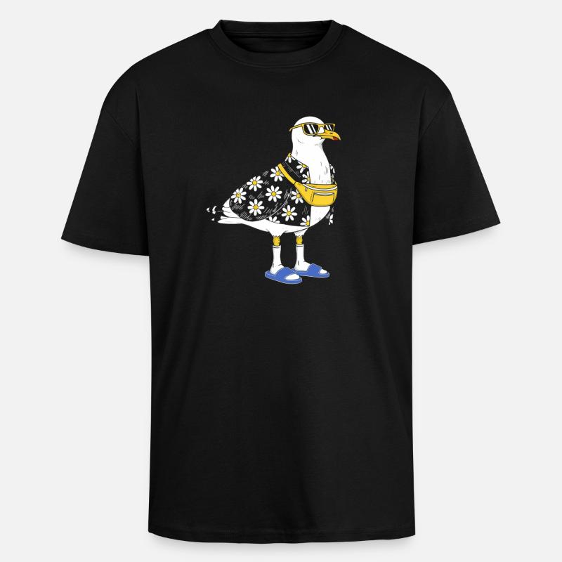 Gänseblümchen-Seemöwe im Sommerlook - Oversized Heavyweight Unisex T-Shirt - Schwarz