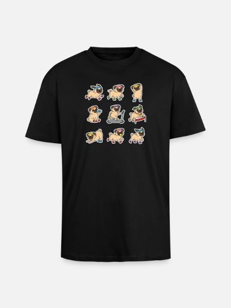 Funny Pug Jogging Marathon Runner - Unisex Oversized Heavyweight T-shirt - black