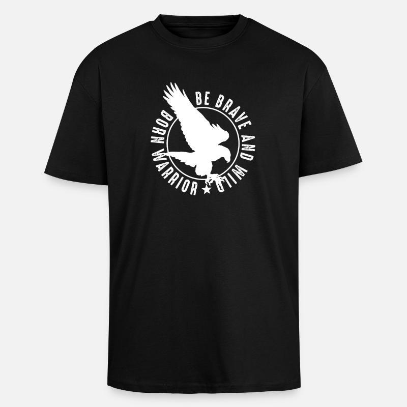 Brave Warrior Eagle Emblem - Unisex Oversized Heavyweight T-shirt - black
