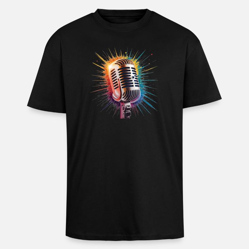 Mikrofon-Kunstdruck - Oversized Heavyweight Unisex T-Shirt - Schwarz