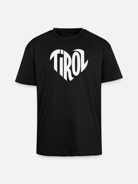 Tirol Heart Typography - Unisex Oversized Heavyweight T-shirt - black