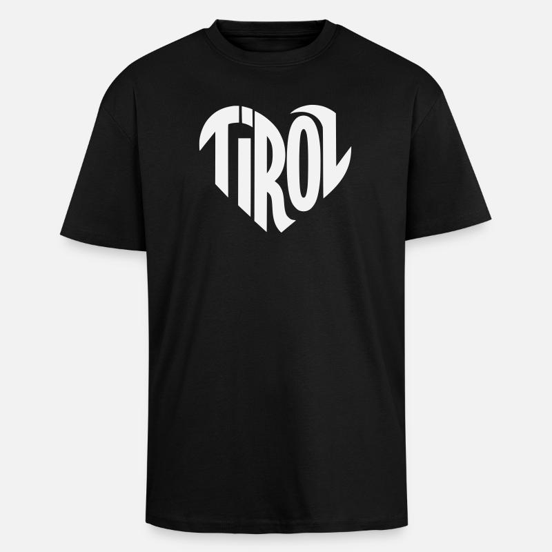 Tirol Heart Typography - Unisex Oversized Heavyweight T-shirt - black