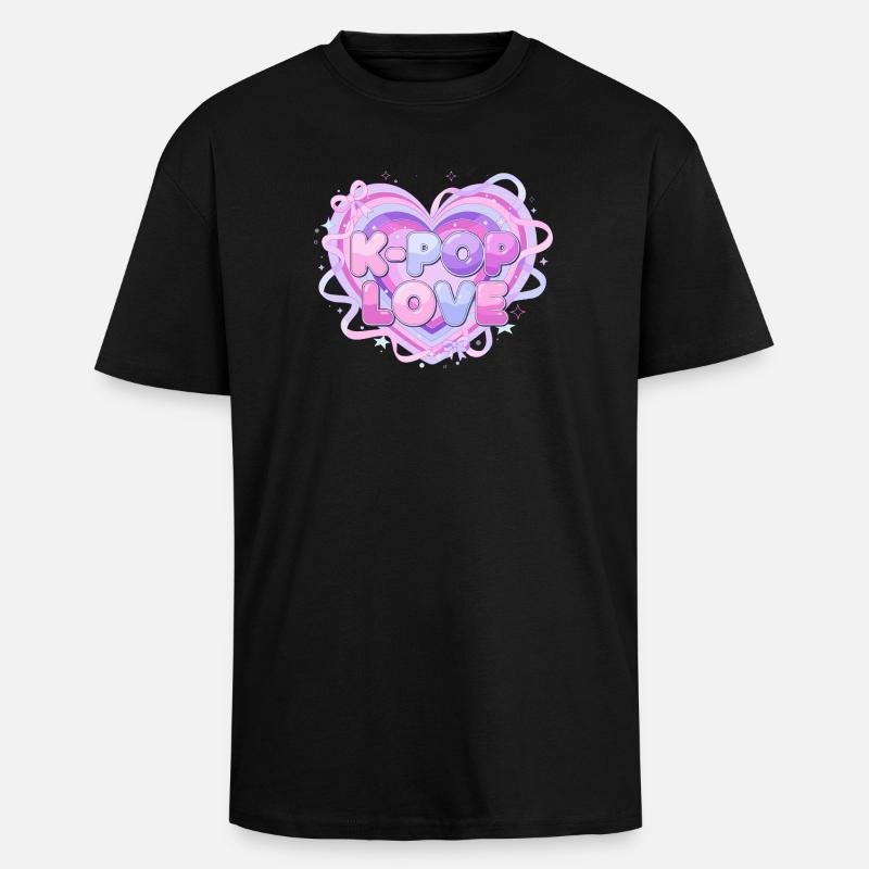 K-Pop Love Herz-Pastell - Oversized Heavyweight Unisex T-Shirt - Schwarz
