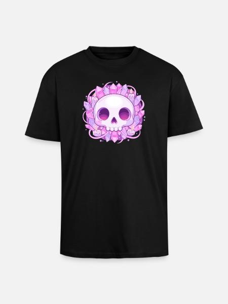 Crystal Skull with Crystals - Unisex Oversized Heavyweight T-shirt - black