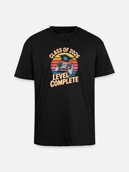 Level Complete 2026 Completion Retro Gaming - Unisex Oversized Heavyweight T-shirt - black