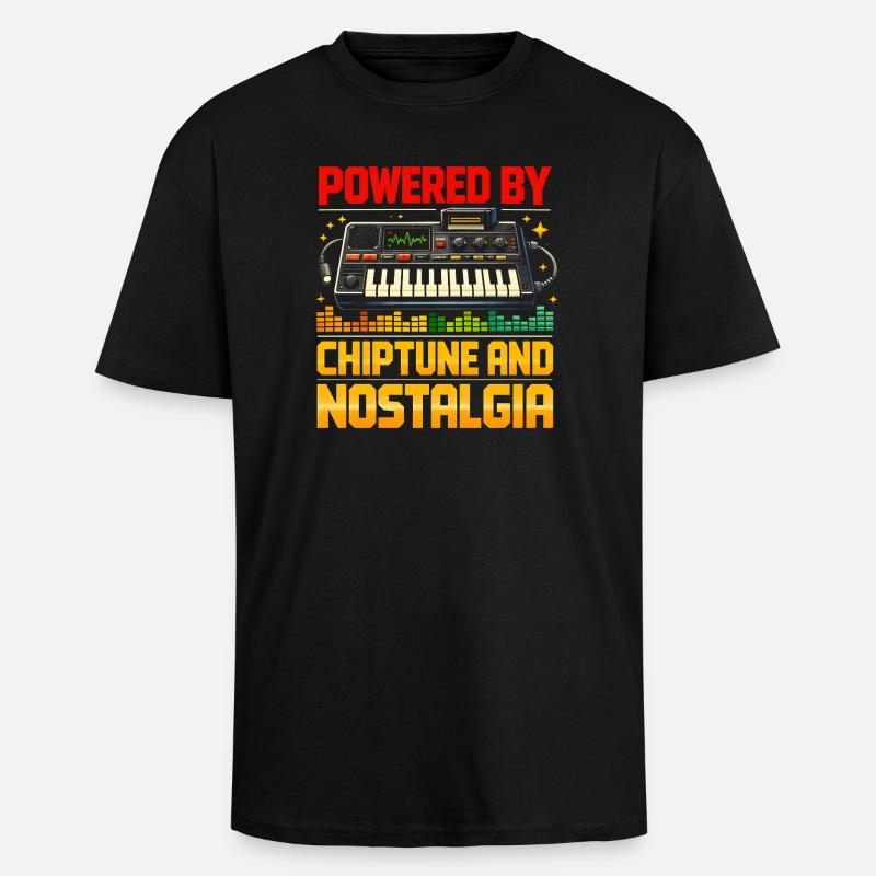 Propulsé par Chiptune | Nostalgie rétro - T-shirt unisexe oversize épais - noir